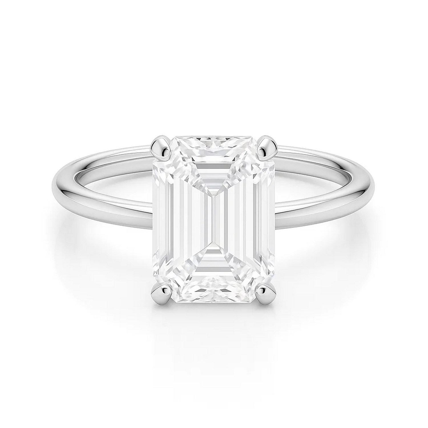 5 Carat Emerald Lab Grown IGI G/VS1 Diamond Solitaire Ring in 14K White Gold thumbnail 4