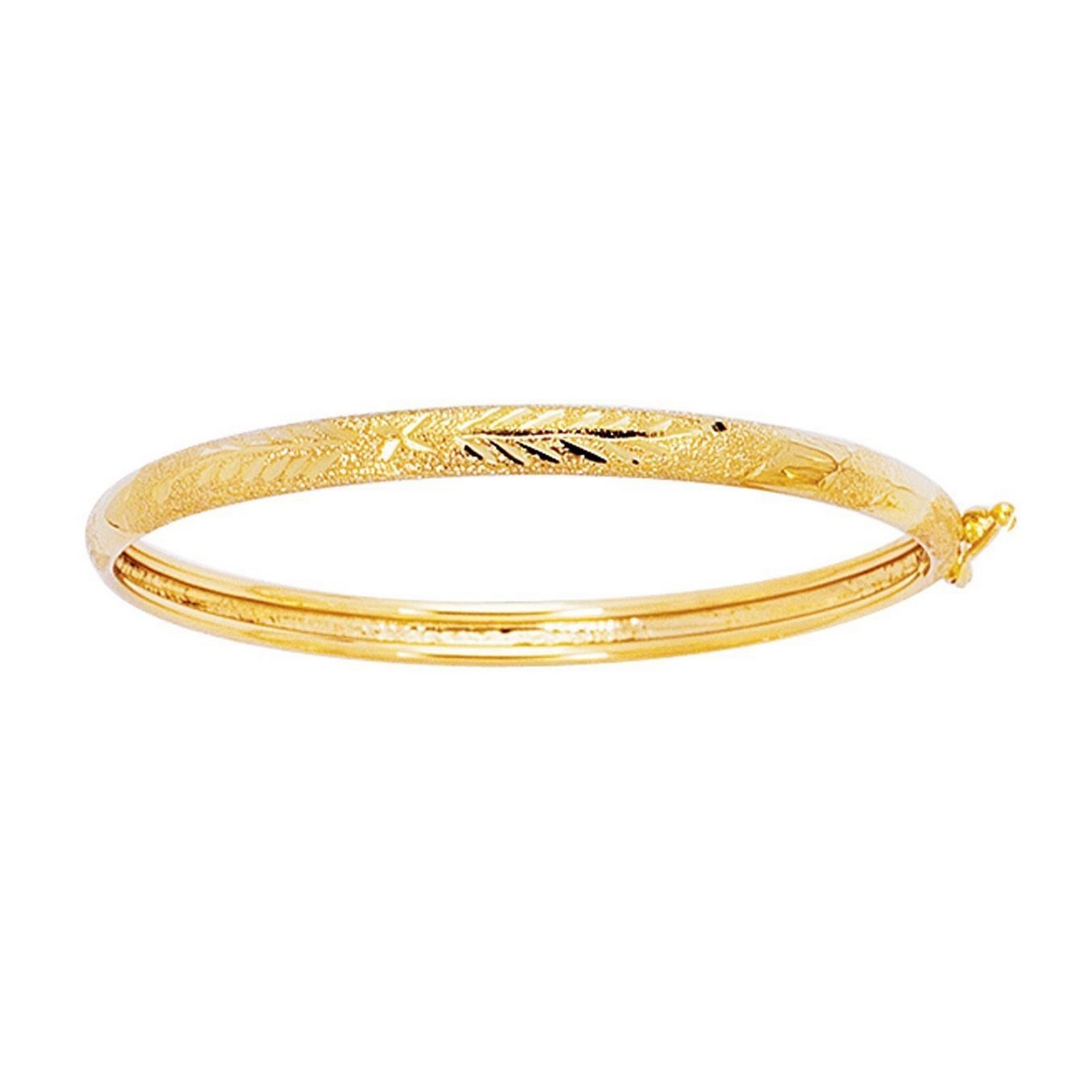 14k Yellow Gold Diamond Cut Motif Dome Style Childrens Bangle (5.50 mm) thumbnail 2