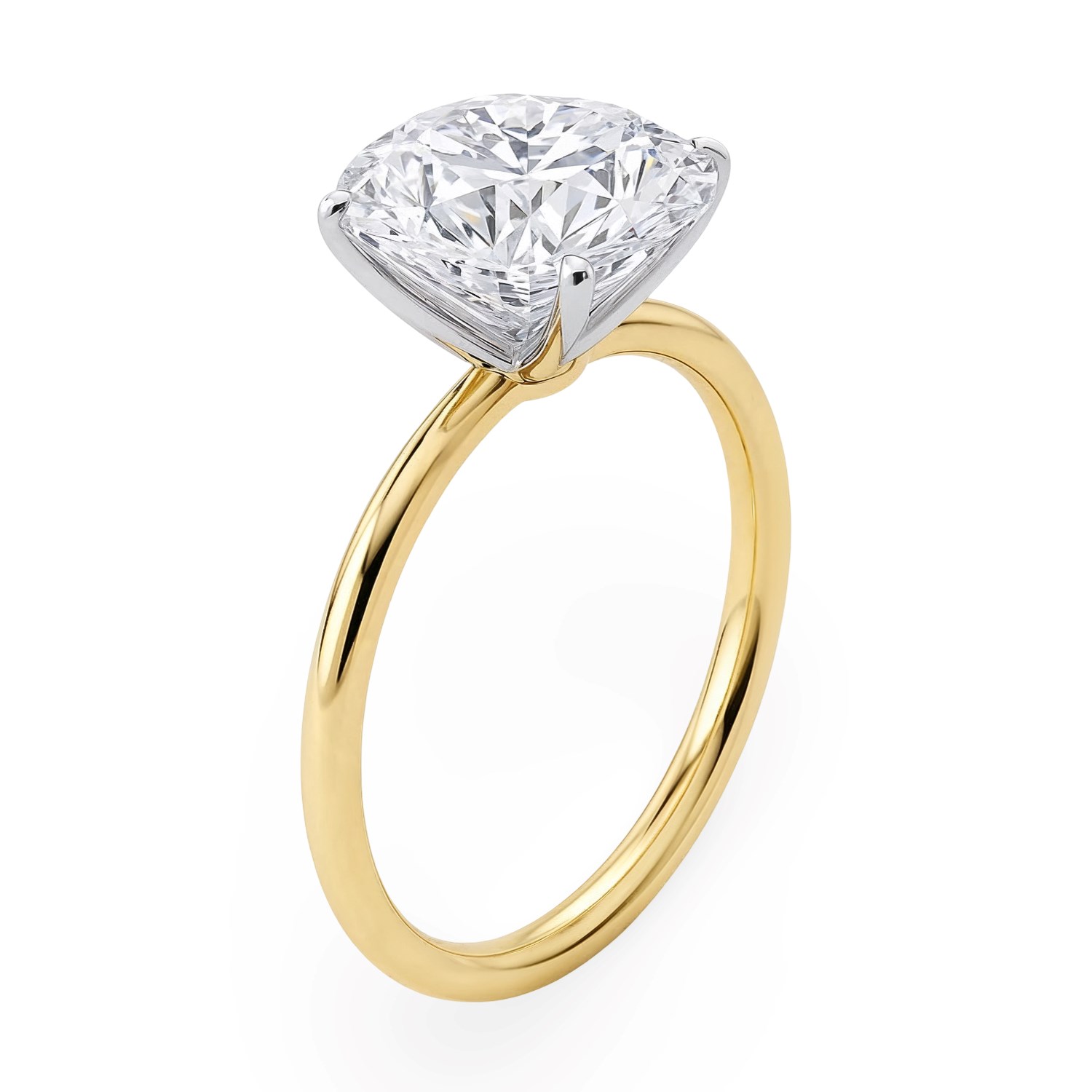 3 Carat Round Lab Grown IGI G/VS1 Diamond Solitaire Ring in 14K Yellow Gold thumbnail 4