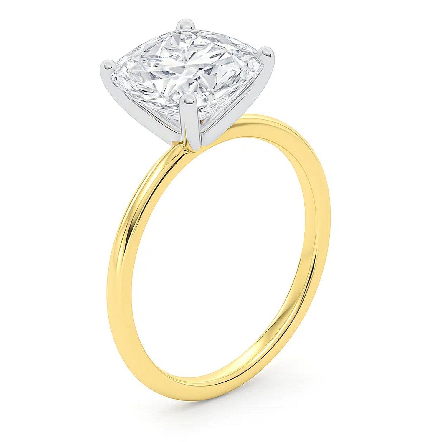 5 Carat Cushion Lab Grown IGI G/VS1 Diamond Solitaire Ring in 10K Yellow Gold thumbnail 3