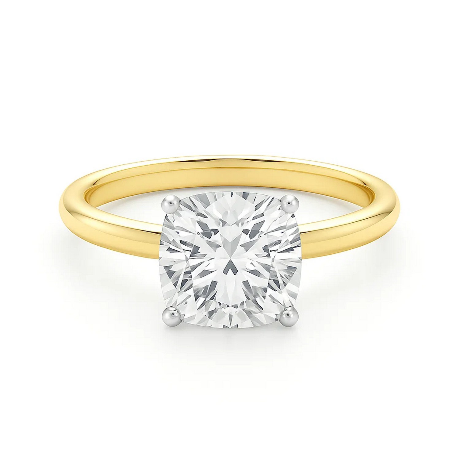 5 Carat Cushion Lab Grown IGI G/VS1 Diamond Solitaire Ring in 10K Yellow Gold thumbnail 4