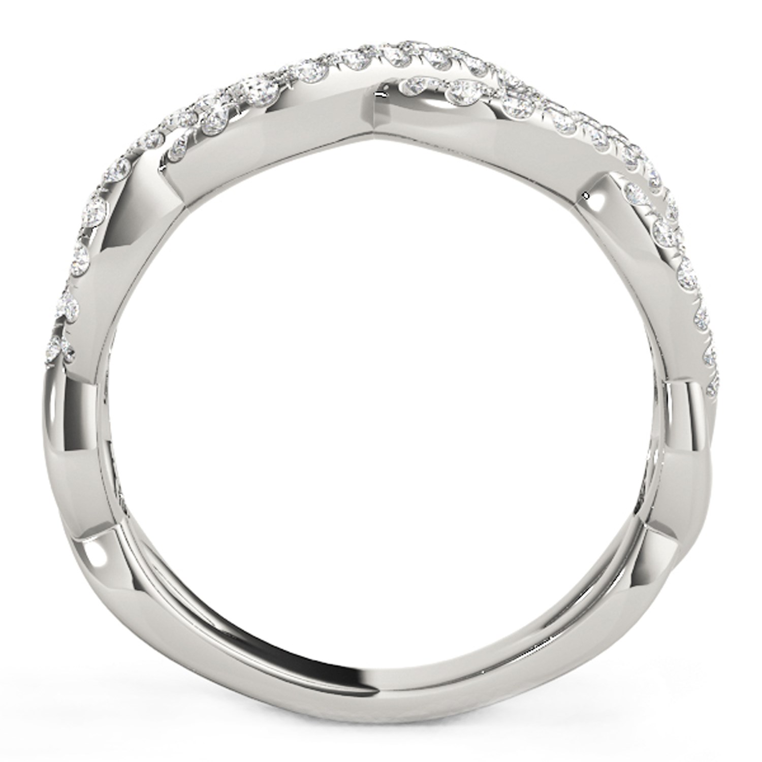 Diamond Studded Interlocking Waves Ring in 14k White Gold (5/8 cttw) thumbnail 3