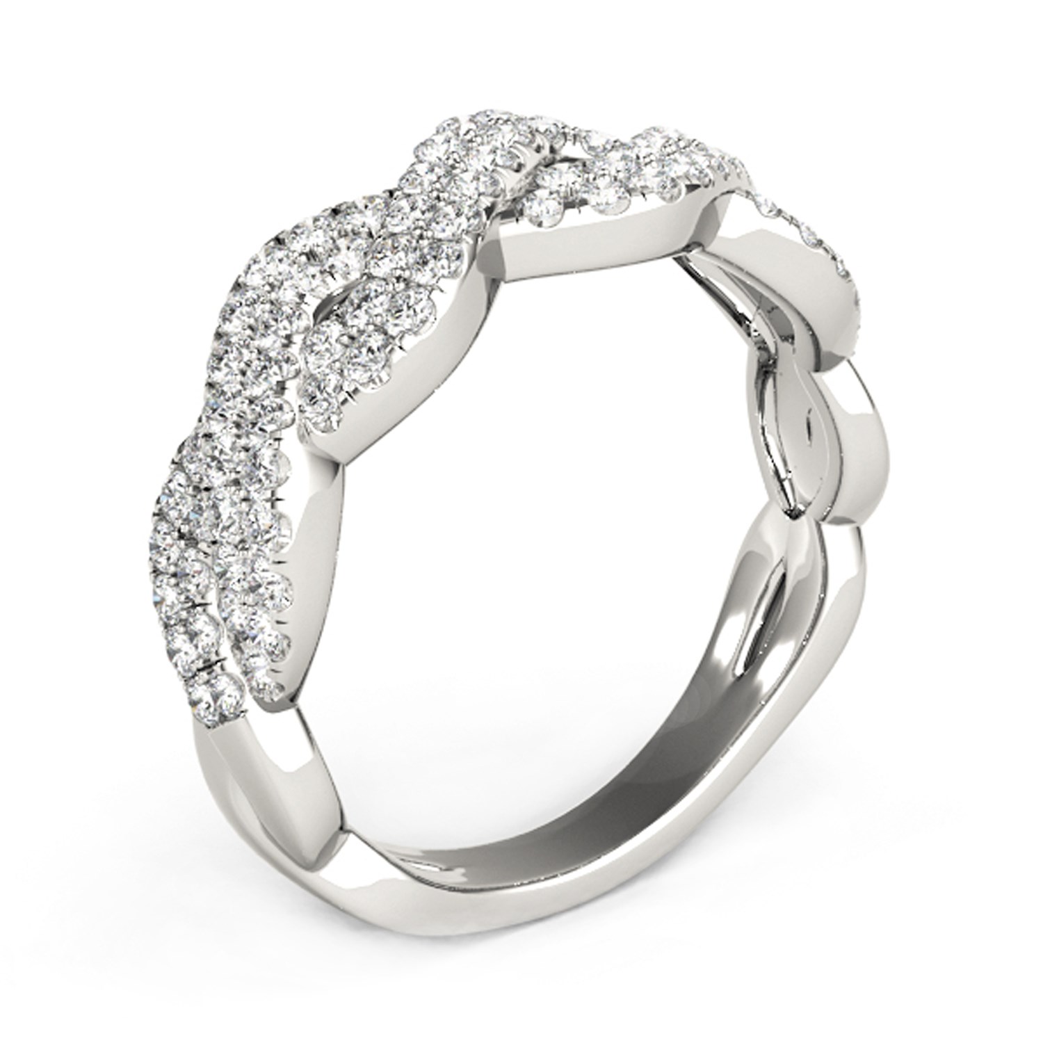 Diamond Studded Interlocking Waves Ring in 14k White Gold (5/8 cttw) thumbnail 4