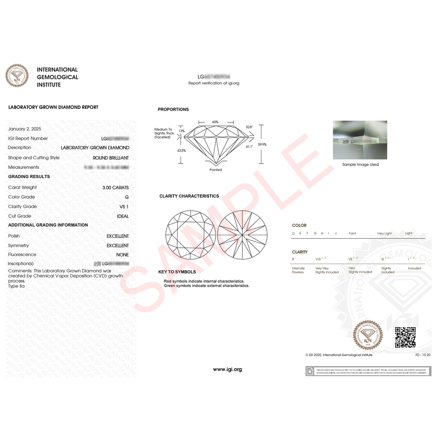 3 Carat Round Lab Grown IGI G/VS1 Diamond Solitaire Ring in 10K White Gold thumbnail 3