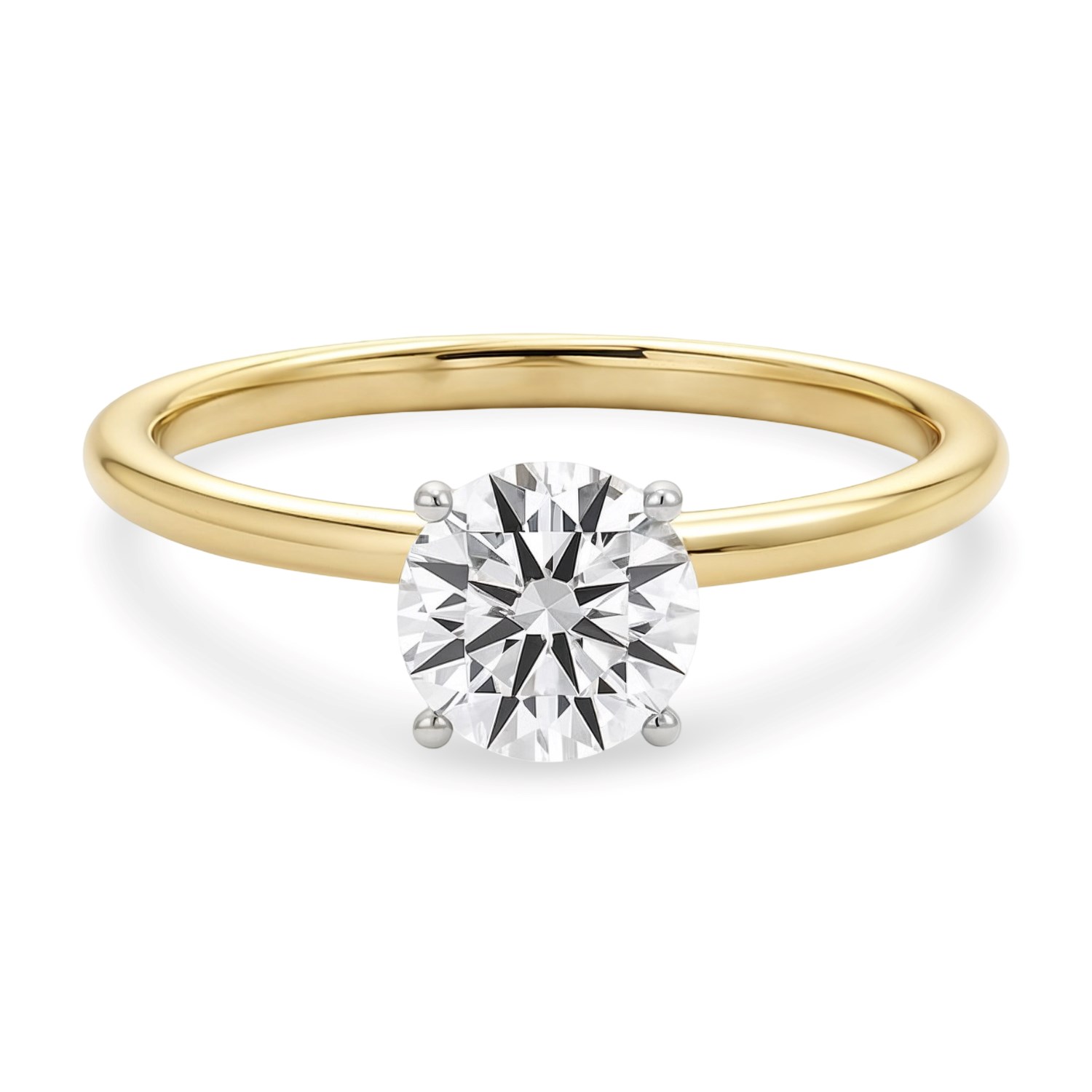 1 Carat Round Lab Grown IGI G/VS1 Diamond Solitaire Ring in 10K Yellow Gold thumbnail 4