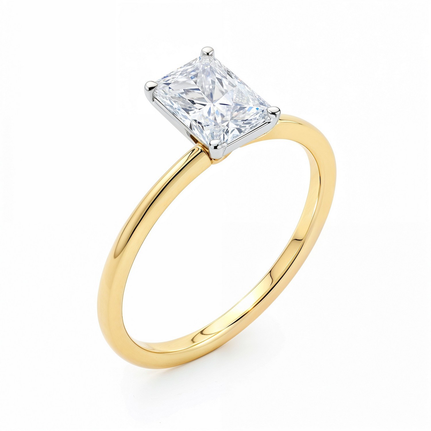 1.50Ct Radiant Lab Grown IGI G/VS1 Diamond Ring in 10K Yellow Gold thumbnail 3