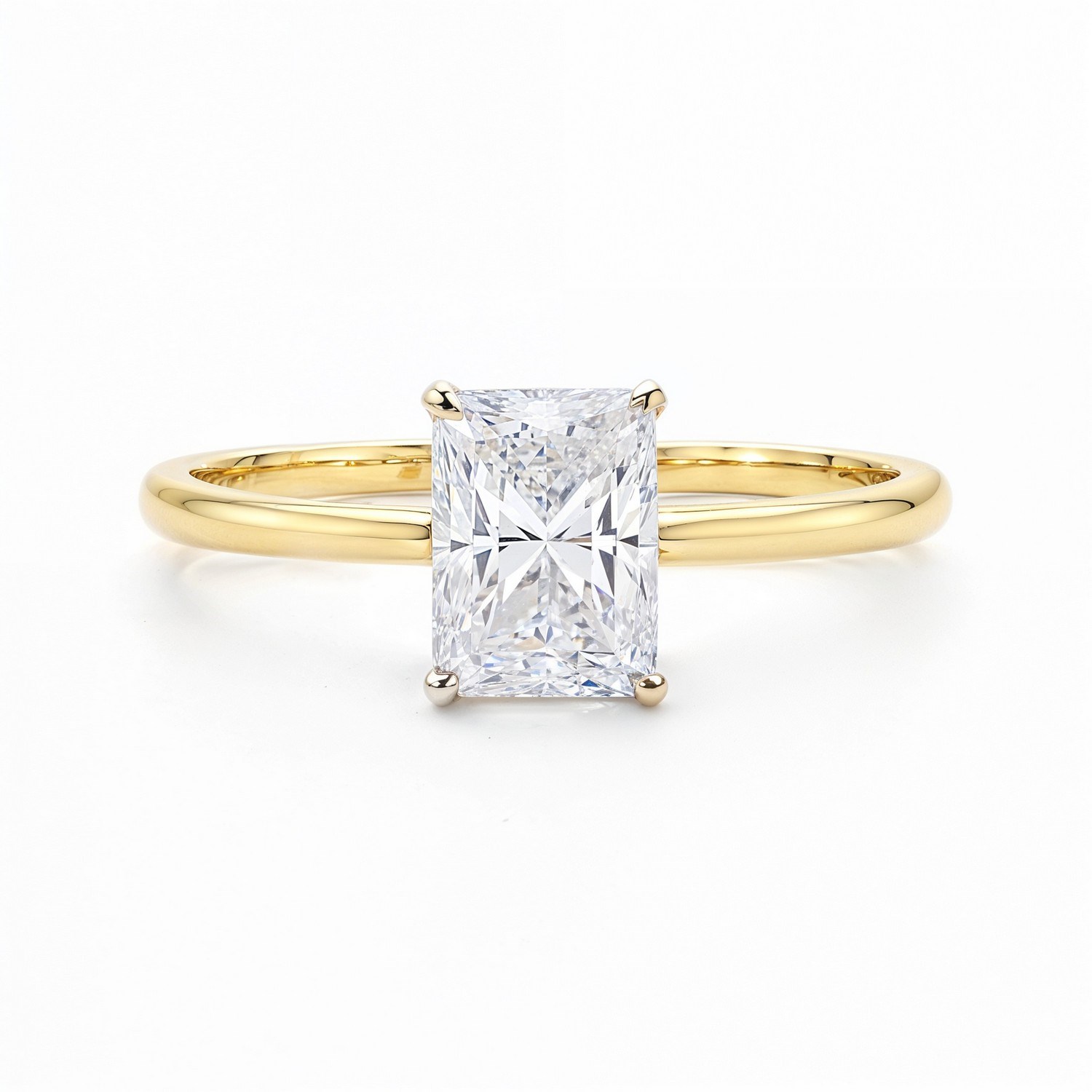 1.50Ct Radiant Lab Grown IGI G/VS1 Diamond Ring in 10K Yellow Gold thumbnail 4
