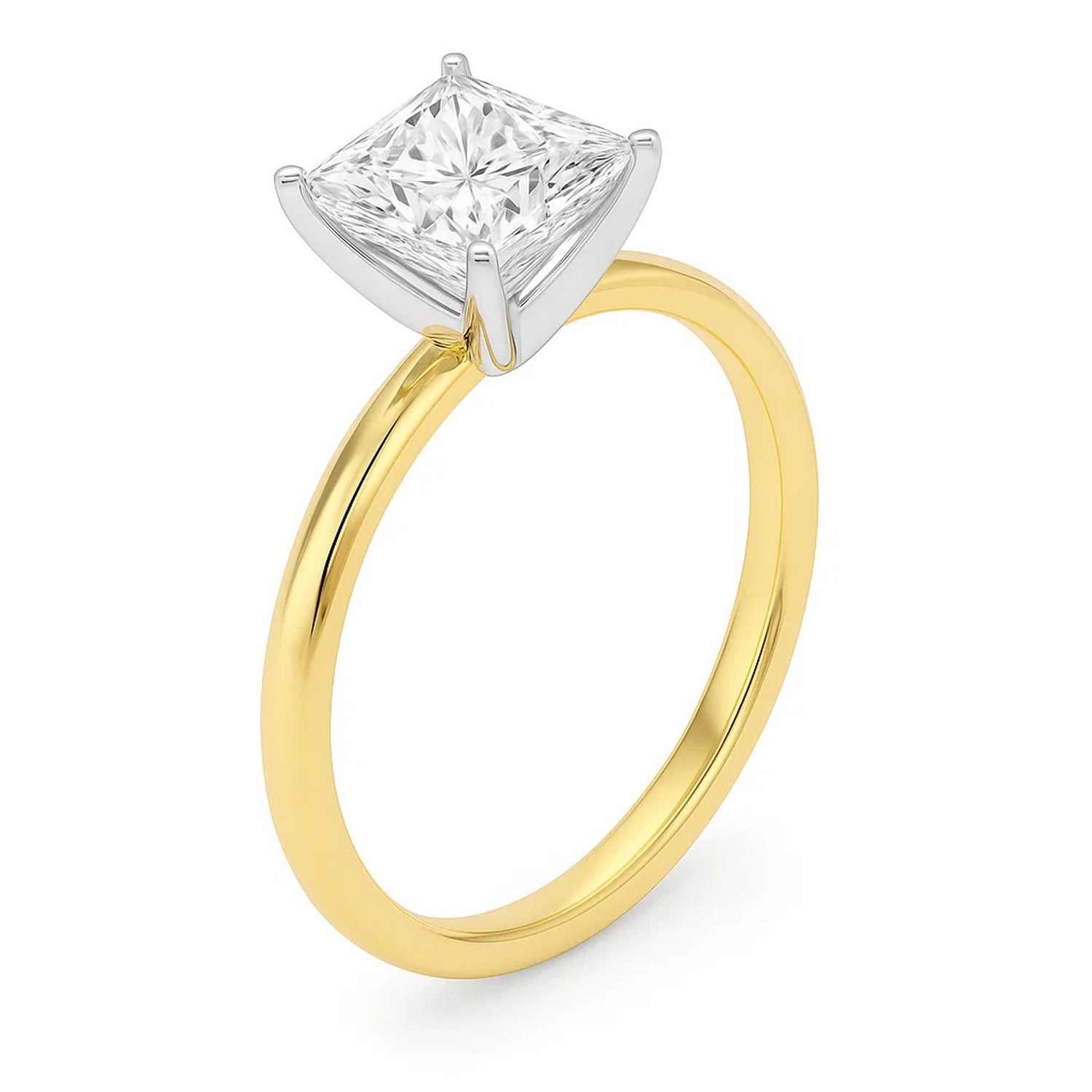 2 Carat Princess Lab Grown IGI G/VS1 Diamond Solitaire Ring in 14K Yellow Gold thumbnail 3