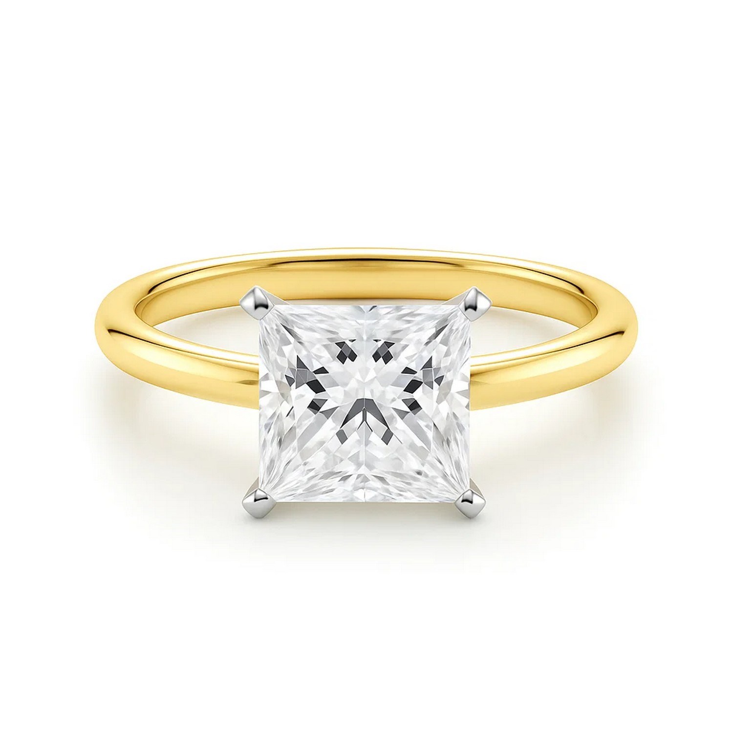 2 Carat Princess Lab Grown IGI G/VS1 Diamond Solitaire Ring in 14K Yellow Gold thumbnail 4