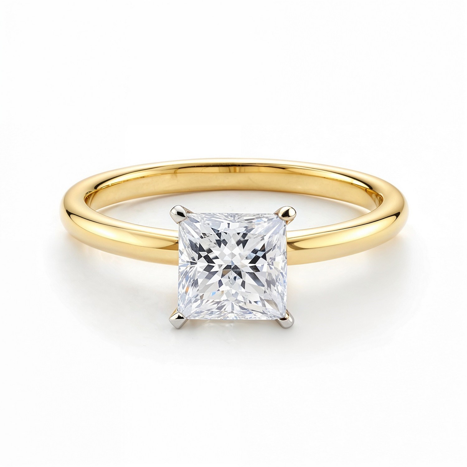 1 Carat Princess Lab Grown IGI G/VS1 Diamond Solitaire Ring in 10K Yellow Gold thumbnail 4