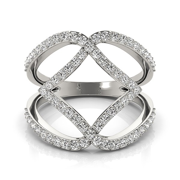 14k White Gold Entwined Design Diamond Dual Band Ring (3/4 cttw) thumbnail 2
