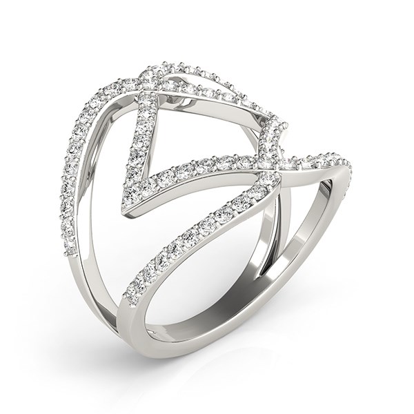 14k White Gold Entwined Design Diamond Dual Band Ring (3/4 cttw) thumbnail 3