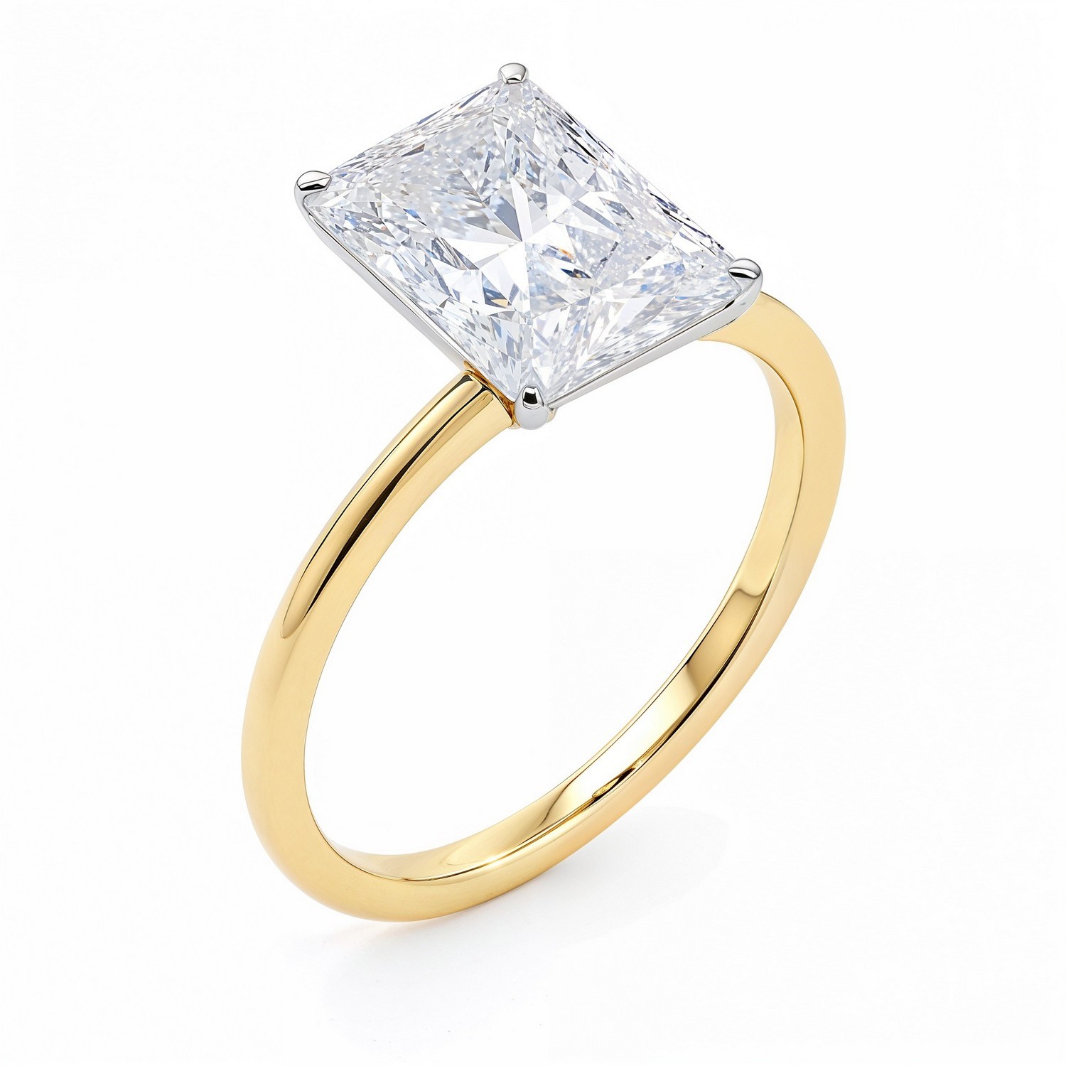 5 Carat Radiant Lab Grown IGI G/VS1 Diamond Solitaire Ring in 14K Yellow Gold thumbnail 3