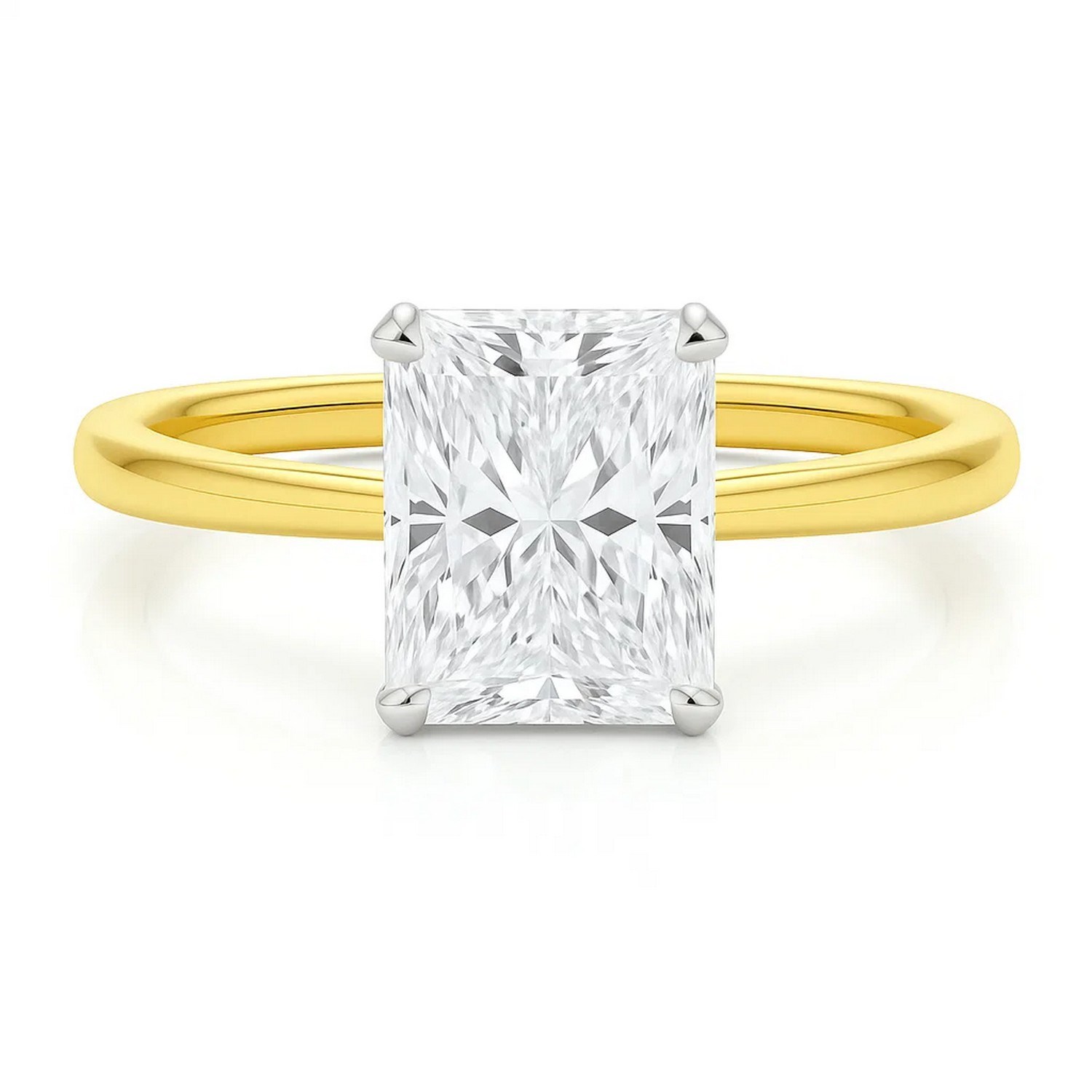 5 Carat Radiant Lab Grown IGI G/VS1 Diamond Solitaire Ring in 14K Yellow Gold thumbnail 4