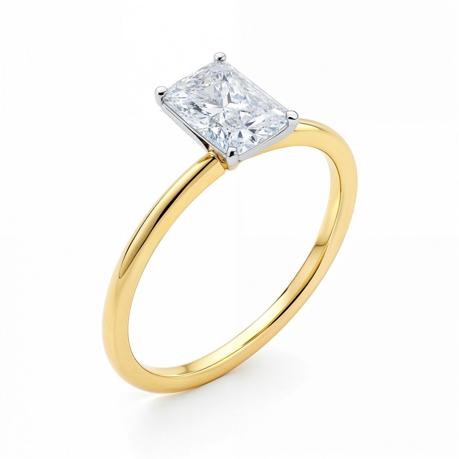 1 Carat Radiant Lab Grown IGI G/VS1 Diamond Solitaire Ring in 14K Yellow Gold thumbnail 3