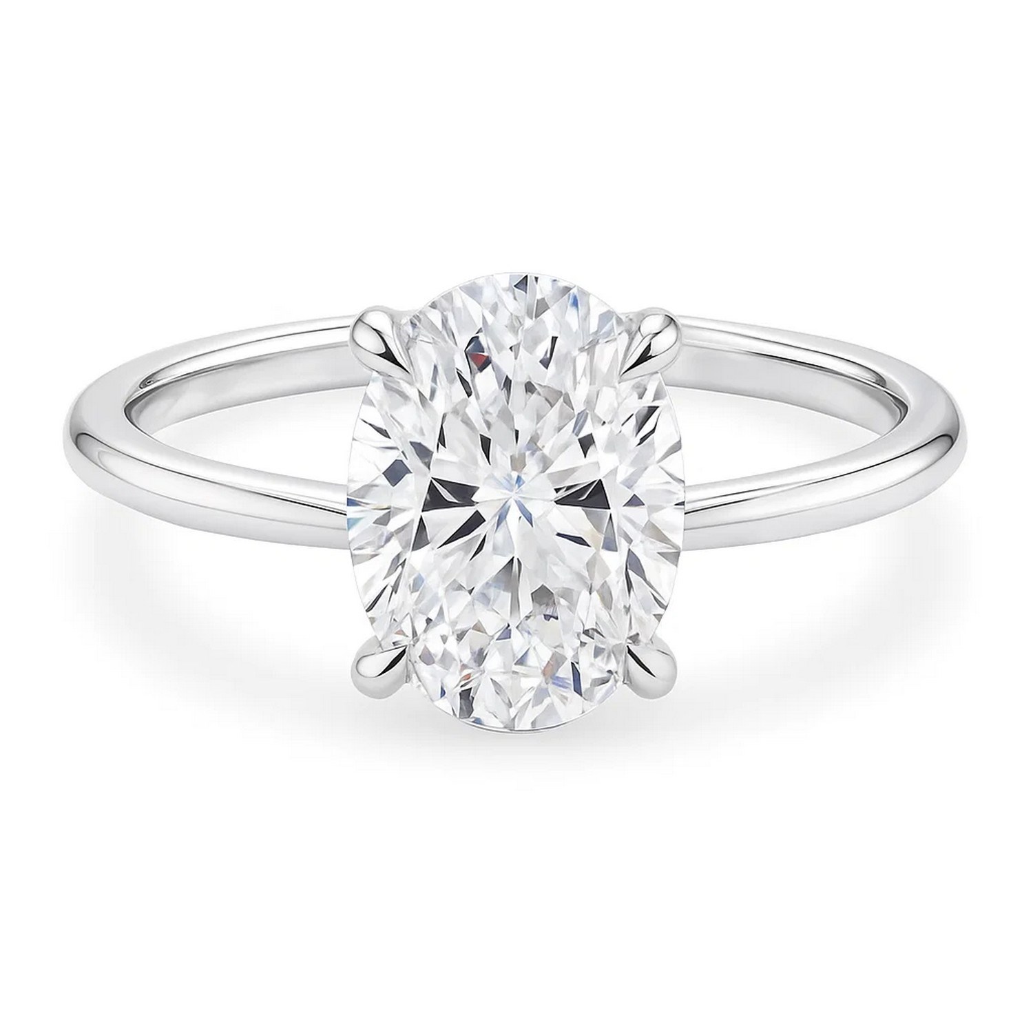 3 Carat Oval Lab Grown IGI G/VS1 Diamond Solitaire Ring in 10K White Gold thumbnail 4