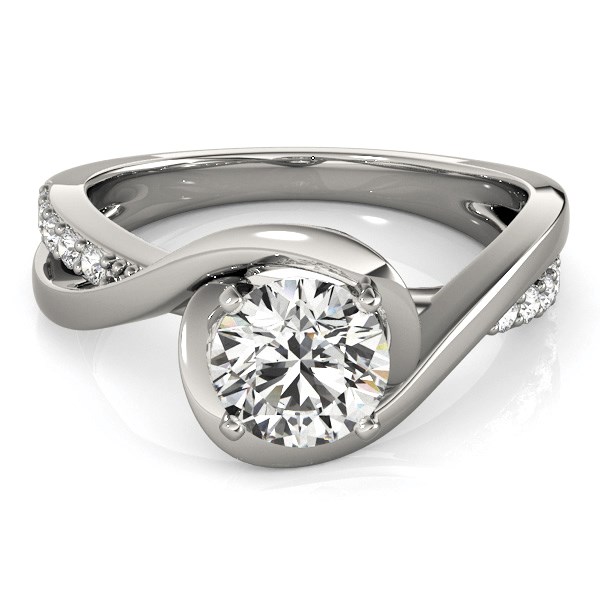 14k White Gold Split Band Round Bypass Diamond Engagement Ring (1 1/8 cttw) thumbnail 2