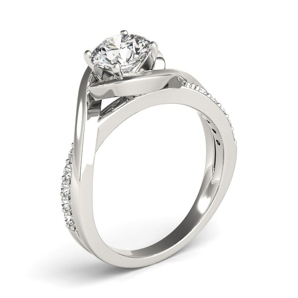14k White Gold Split Band Round Bypass Diamond Engagement Ring (1 1/8 cttw) thumbnail 3
