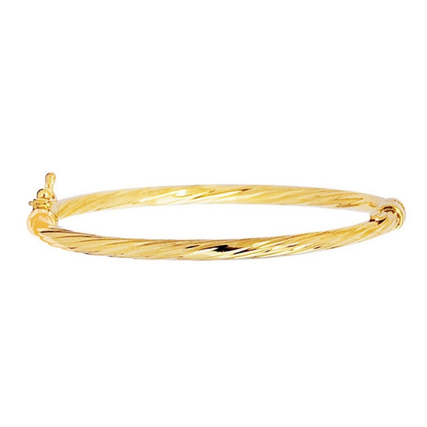 14k Yellow Gold Childrens Bangle with Spiral Motif Style (3.50 mm) thumbnail 2