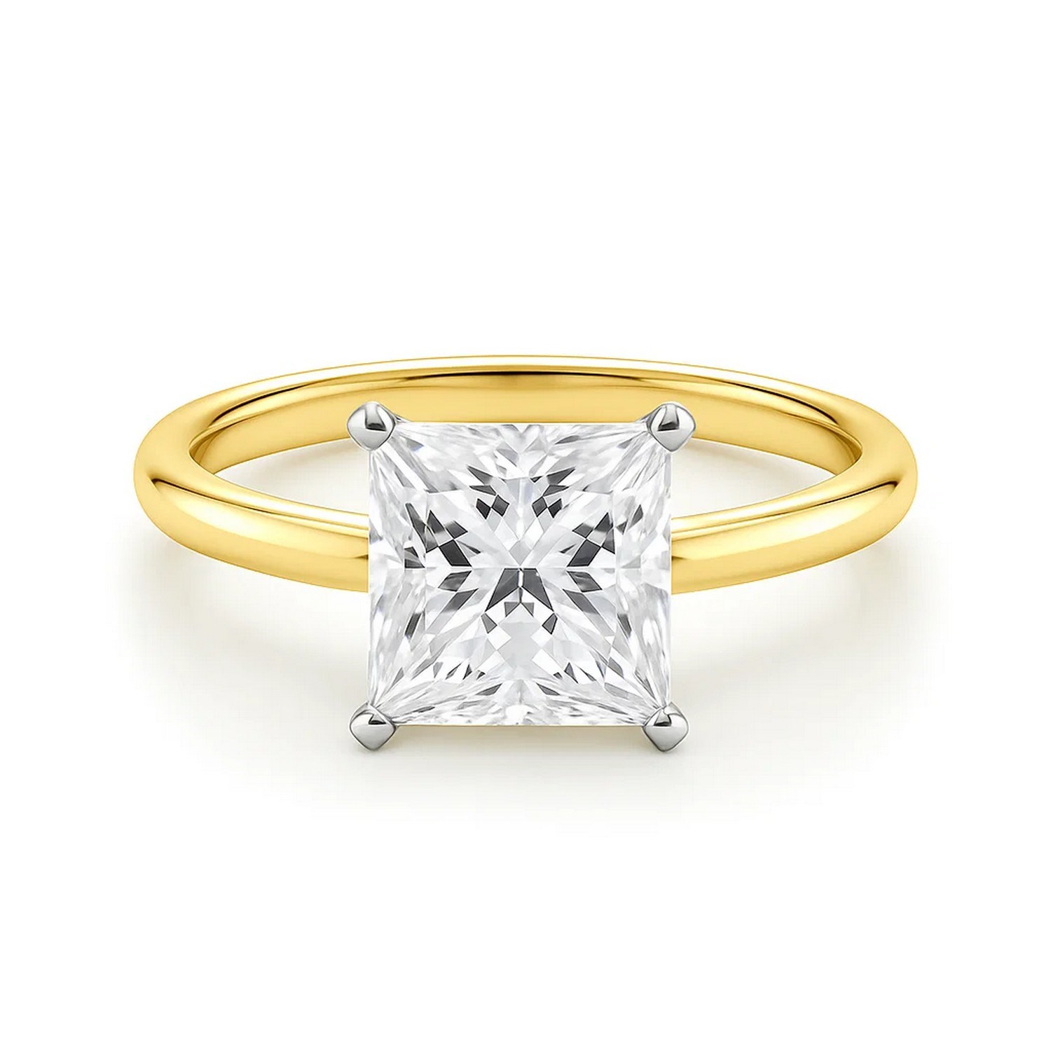 3 Carat Princess Lab Grown IGI G/VS1 Diamond Solitaire Ring in 14K Yellow Gold thumbnail 4