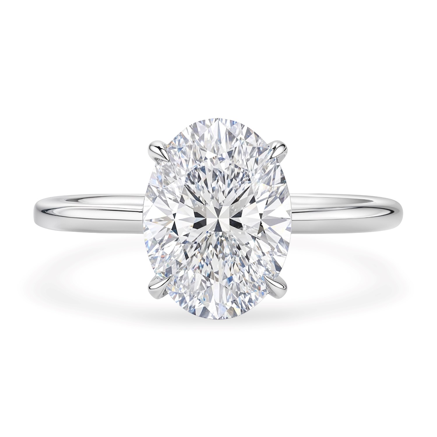 2 Carat Oval Lab Grown IGI G/VS1 Diamond Solitaire Ring in 10K White Gold thumbnail 4