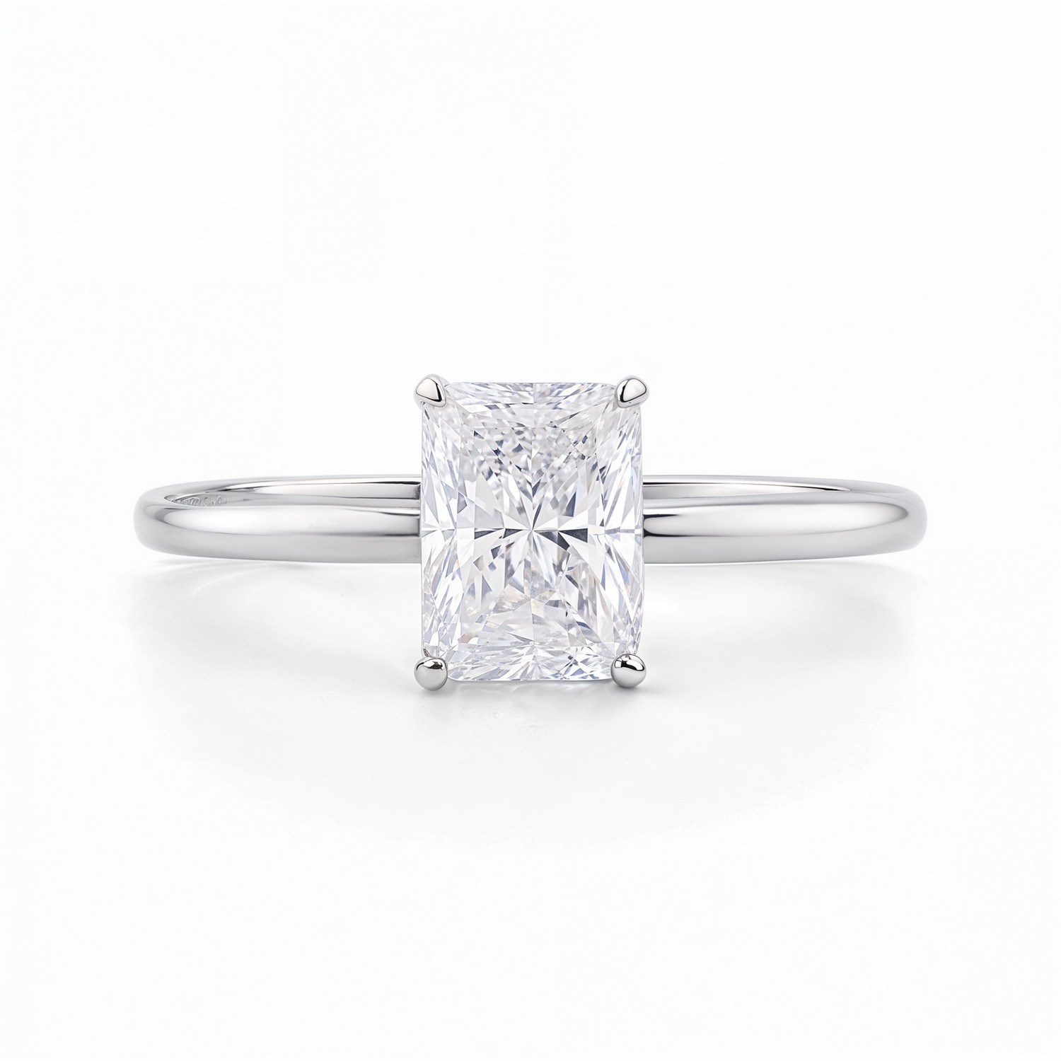 1 1/2 Carat Radiant Lab Grown IGI G/VS1 Diamond Solitaire Ring in 14K White Gold thumbnail 4