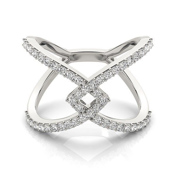 14k White Gold Fancy Entwined Design Diamond Ring (1/2 cttw) thumbnail 2
