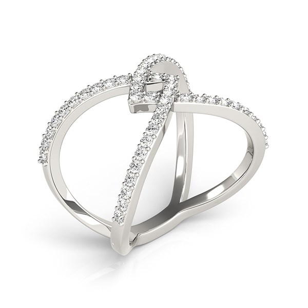 14k White Gold Fancy Entwined Design Diamond Ring (1/2 cttw) thumbnail 3