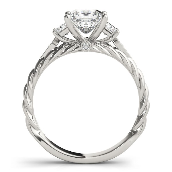 14k White Gold Princess Cut 3 Stone Antique Style Diamond Ring (1 1/8 cttw) thumbnail 2