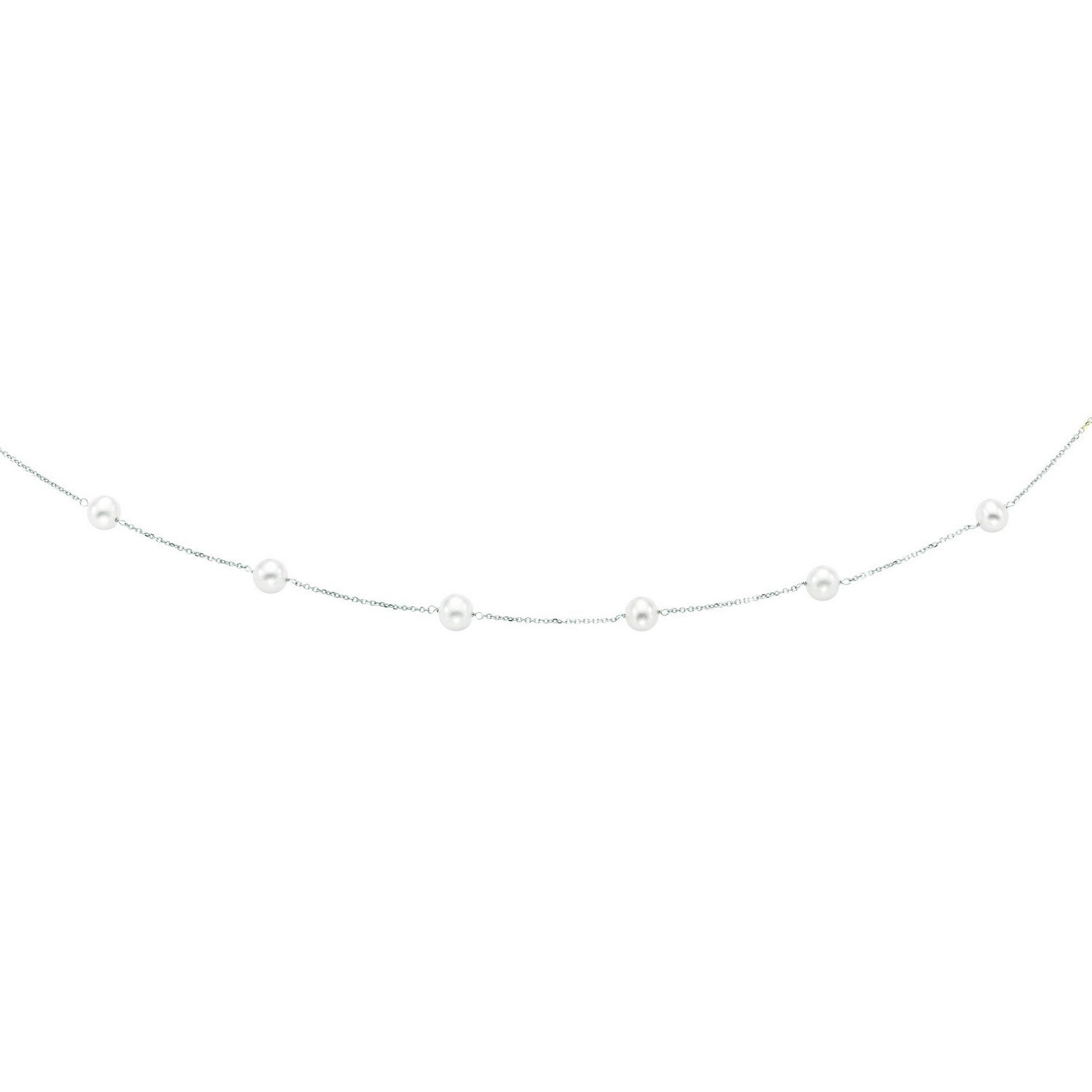 14k White Gold Necklace with White Pearls thumbnail 2