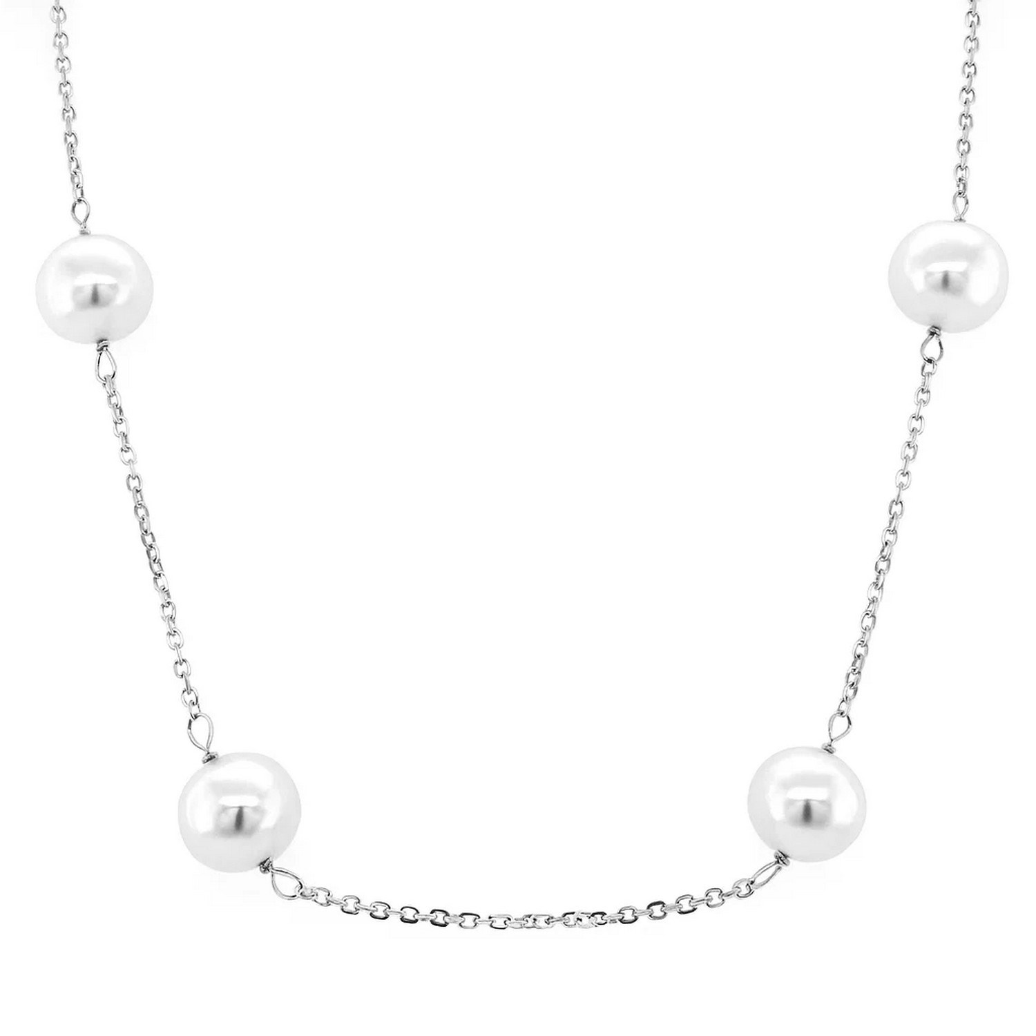 14k White Gold Necklace with White Pearls thumbnail 3