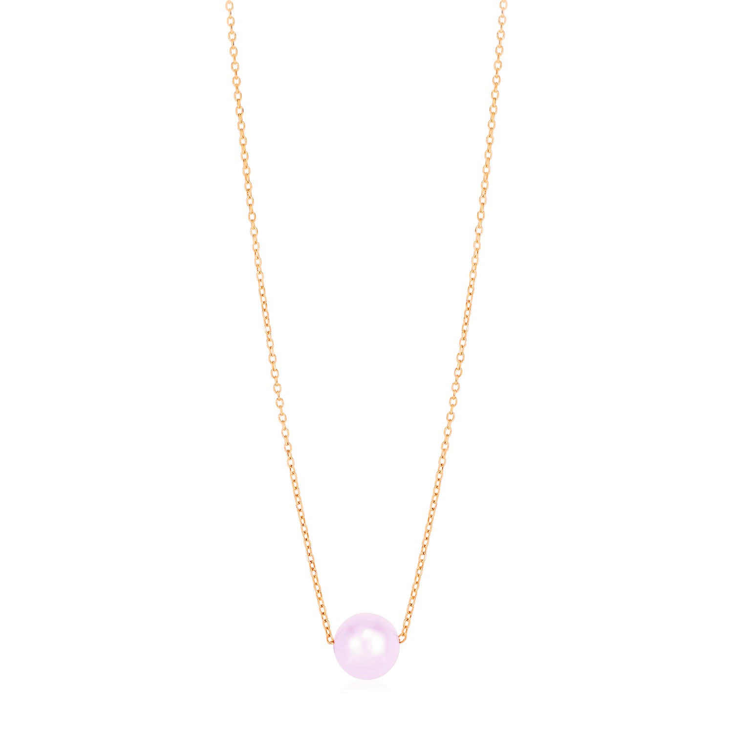 14k Rose Gold Pearl Solitaire Necklace