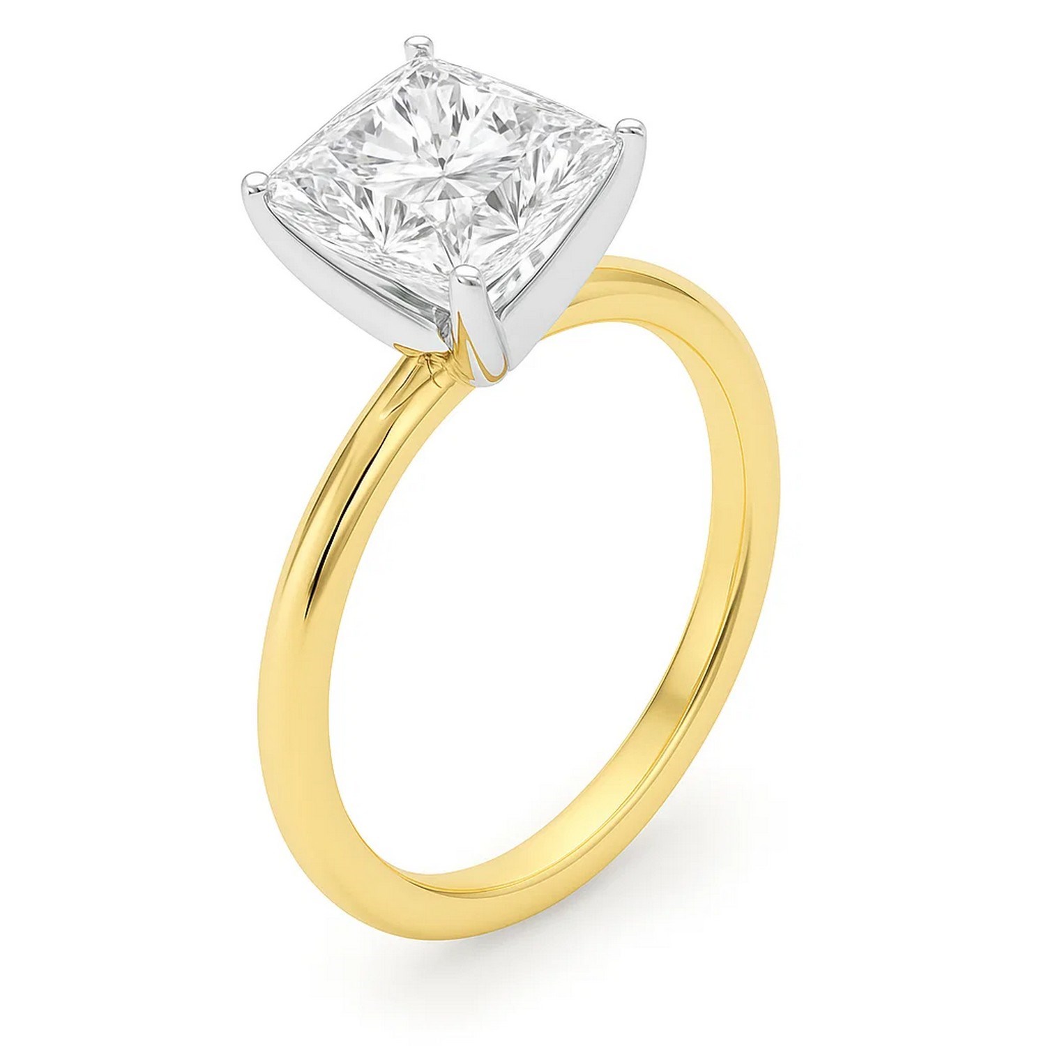 3 Carat Princess Lab Grown IGI G/VS1 Diamond Solitaire Ring in 10K Yellow Gold thumbnail 3
