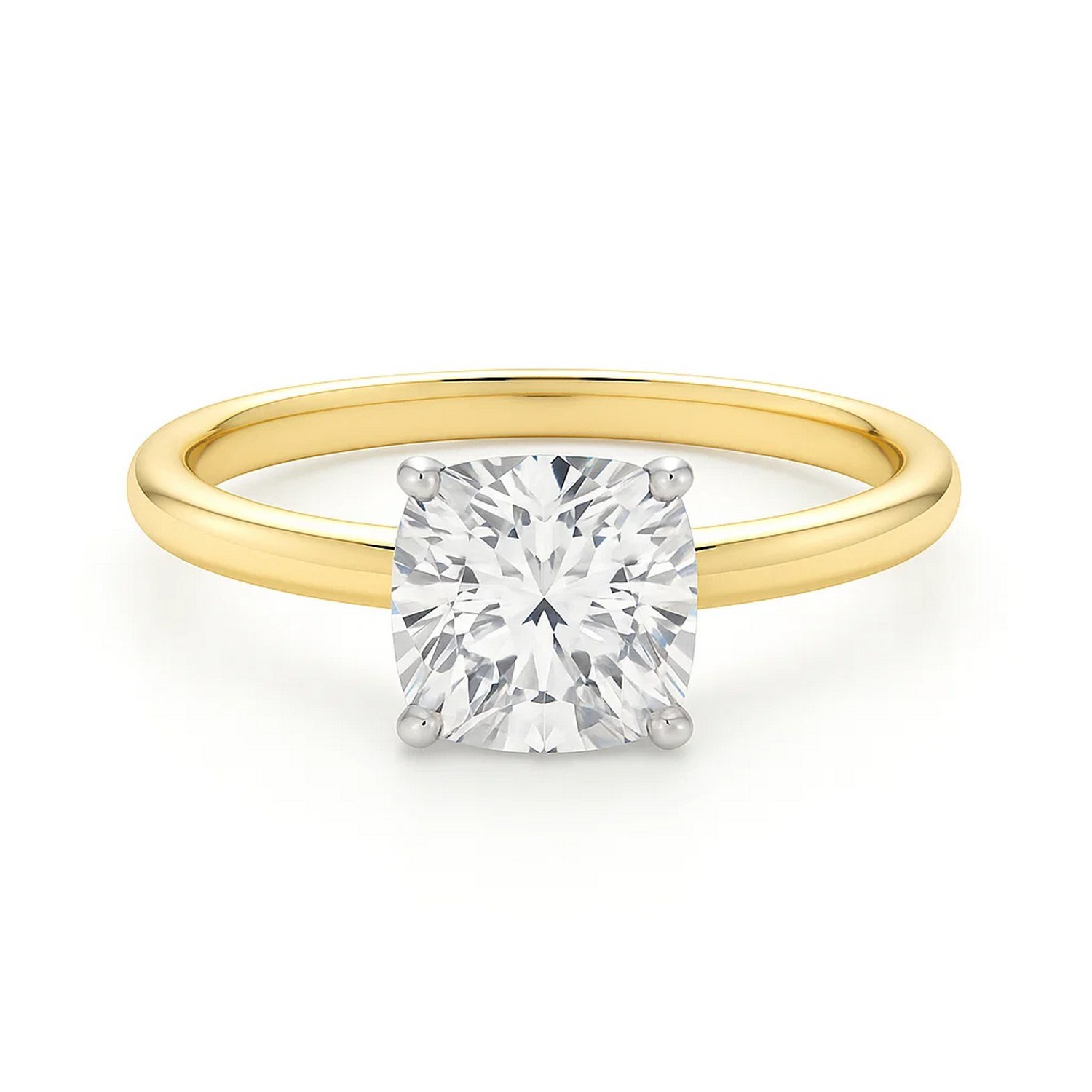 3 Carat Cushion Lab Grown IGI G/VS1 Diamond Solitaire Ring in 14K Yellow Gold thumbnail 4