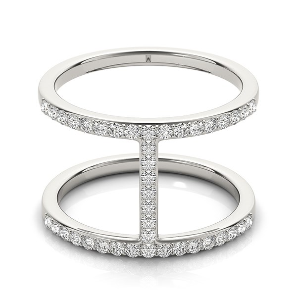 14k White Gold Dual Band Bridge Style Diamond Ring (3/8 cttw) thumbnail 2