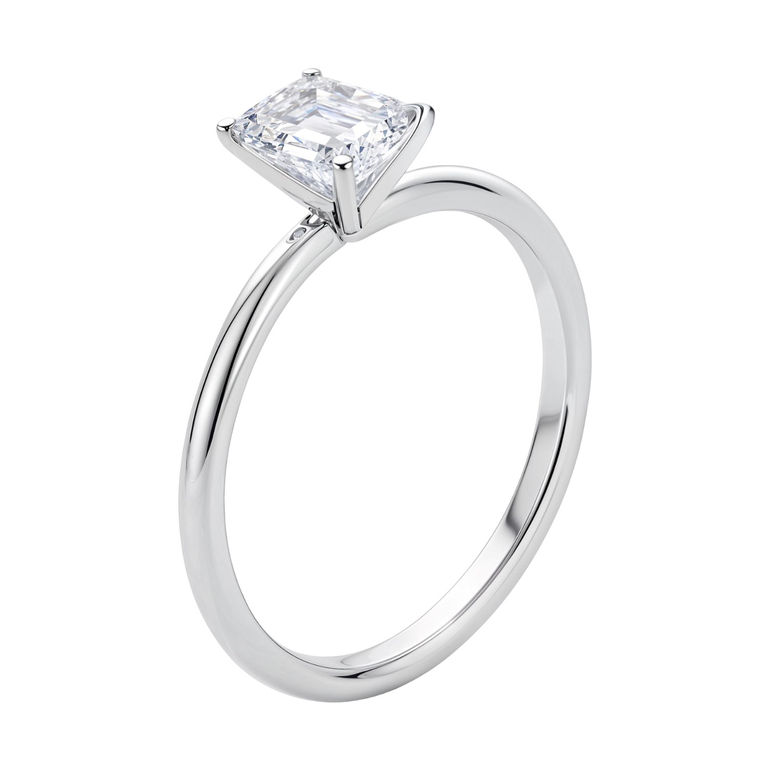 1 Carat Emerald Lab Grown IGI G/VS1 Diamond Solitaire Ring in 10K White Gold thumbnail 3