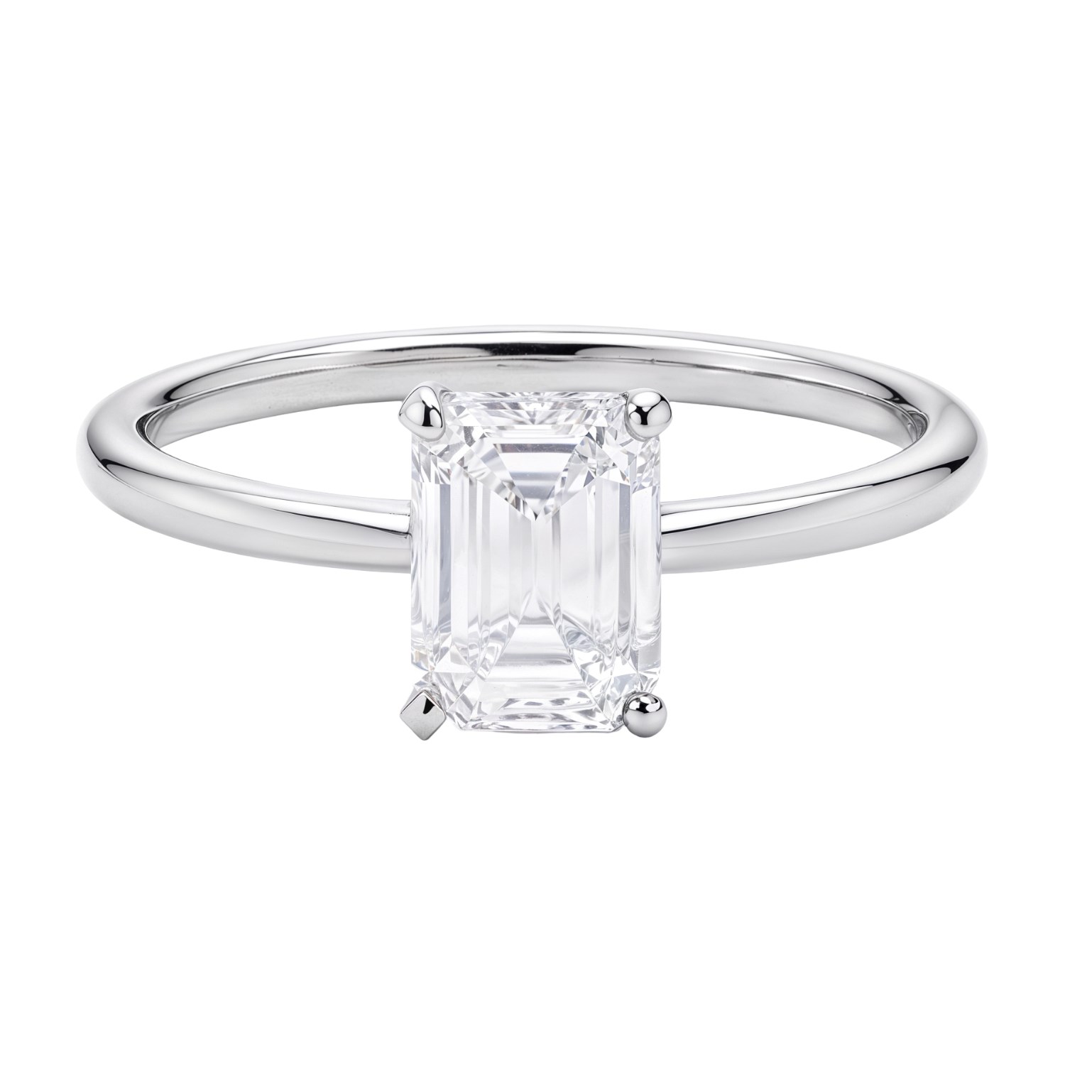 1 Carat Emerald Lab Grown IGI G/VS1 Diamond Solitaire Ring in 10K White Gold thumbnail 4