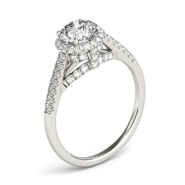 14k White Gold Round Cut Pave Set Shank Diamond Engagement Ring (1 3/8 cttw) thumbnail 2