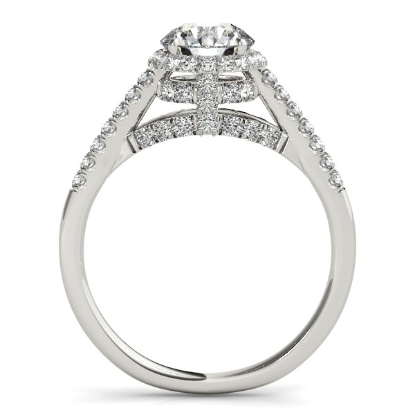 14k White Gold Round Cut Pave Set Shank Diamond Engagement Ring (1 3/8 cttw) thumbnail 3