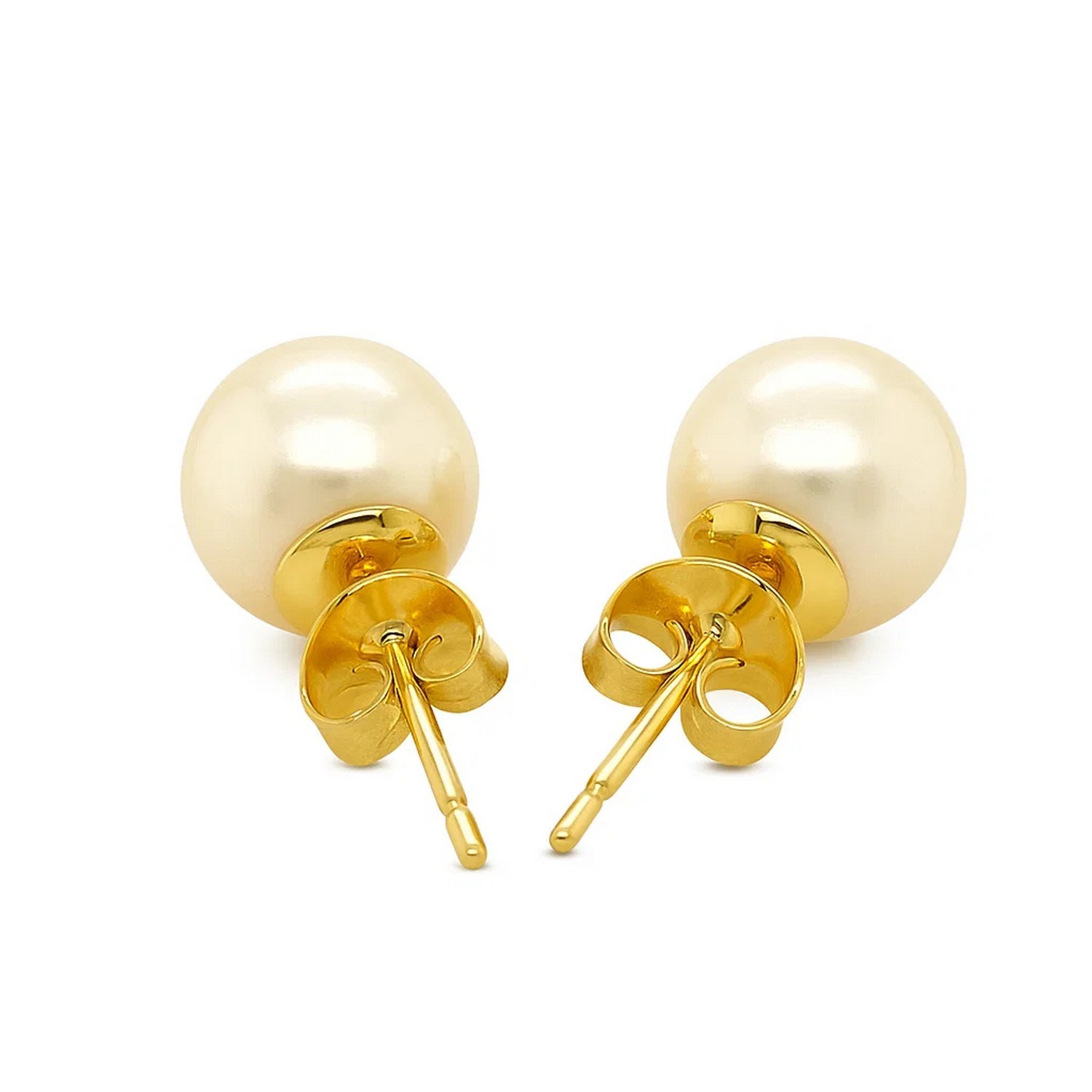 14k Yellow Gold Freshwater Cultured White Pearl Stud Earrings (7mm) thumbnail 3