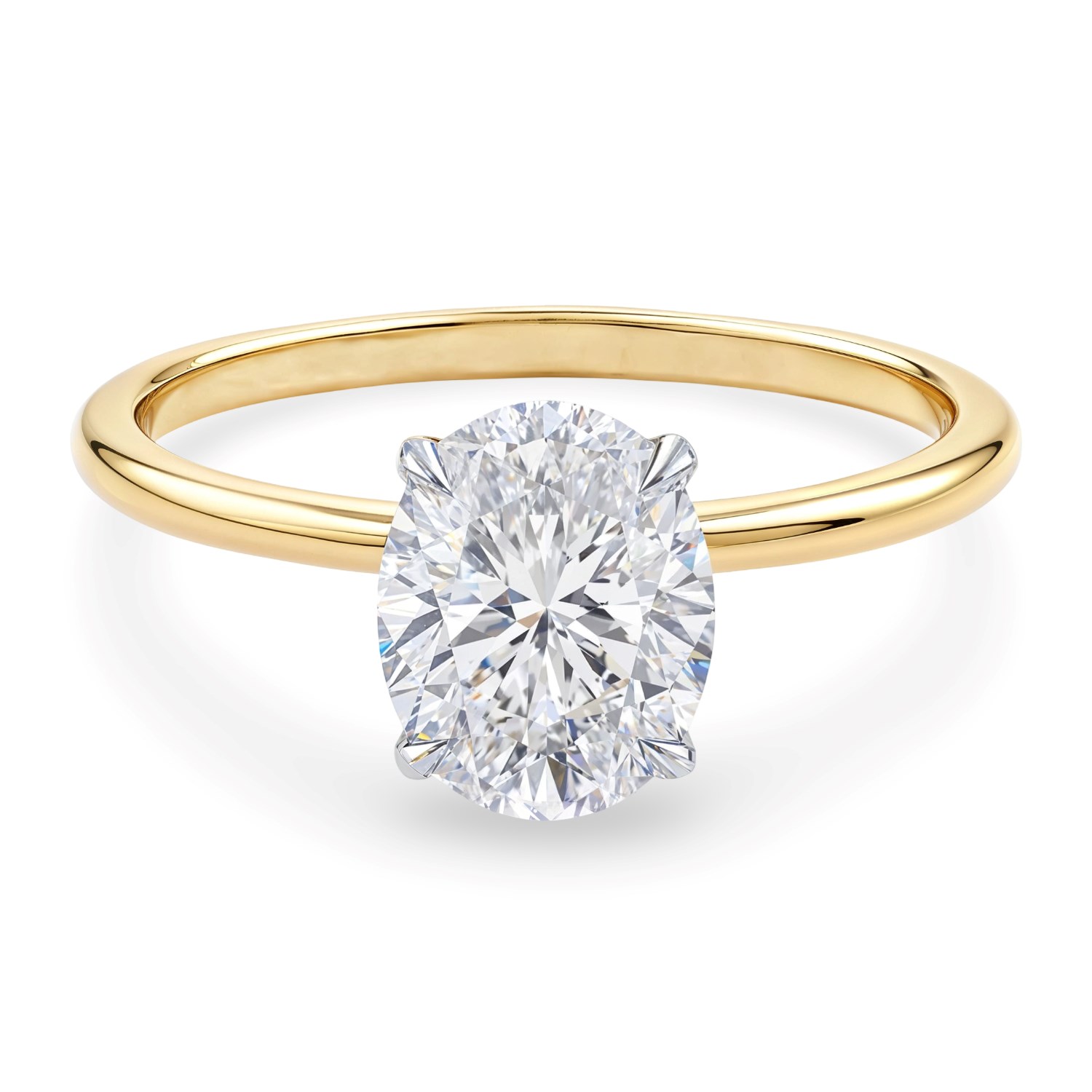 1 1/2 Carat Oval Lab Grown IGI G/VS1 Diamond Solitaire Ring in 14K Yellow Gold thumbnail 4