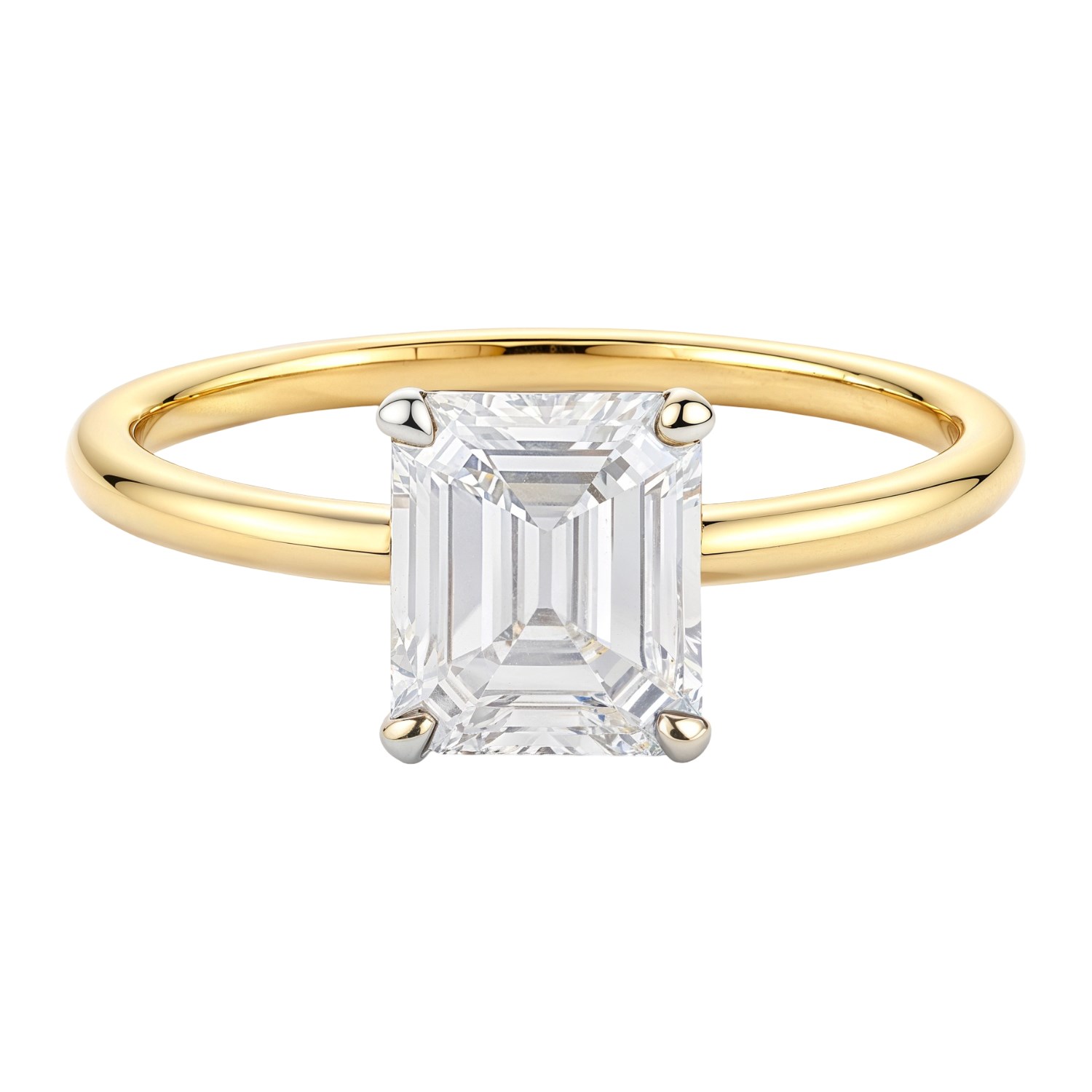 1 Carat Emerald Lab Grown IGI G/VS1 Diamond Solitaire Ring in 14K Yellow Gold thumbnail 4