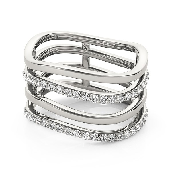 14k White Gold Multiple Band Design Ring with Diamonds (3/8 cttw) thumbnail 2