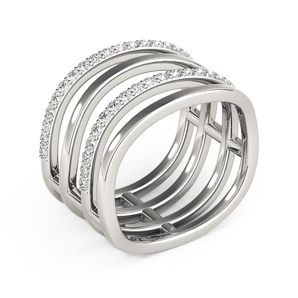 14k White Gold Multiple Band Design Ring with Diamonds (3/8 cttw) thumbnail 3