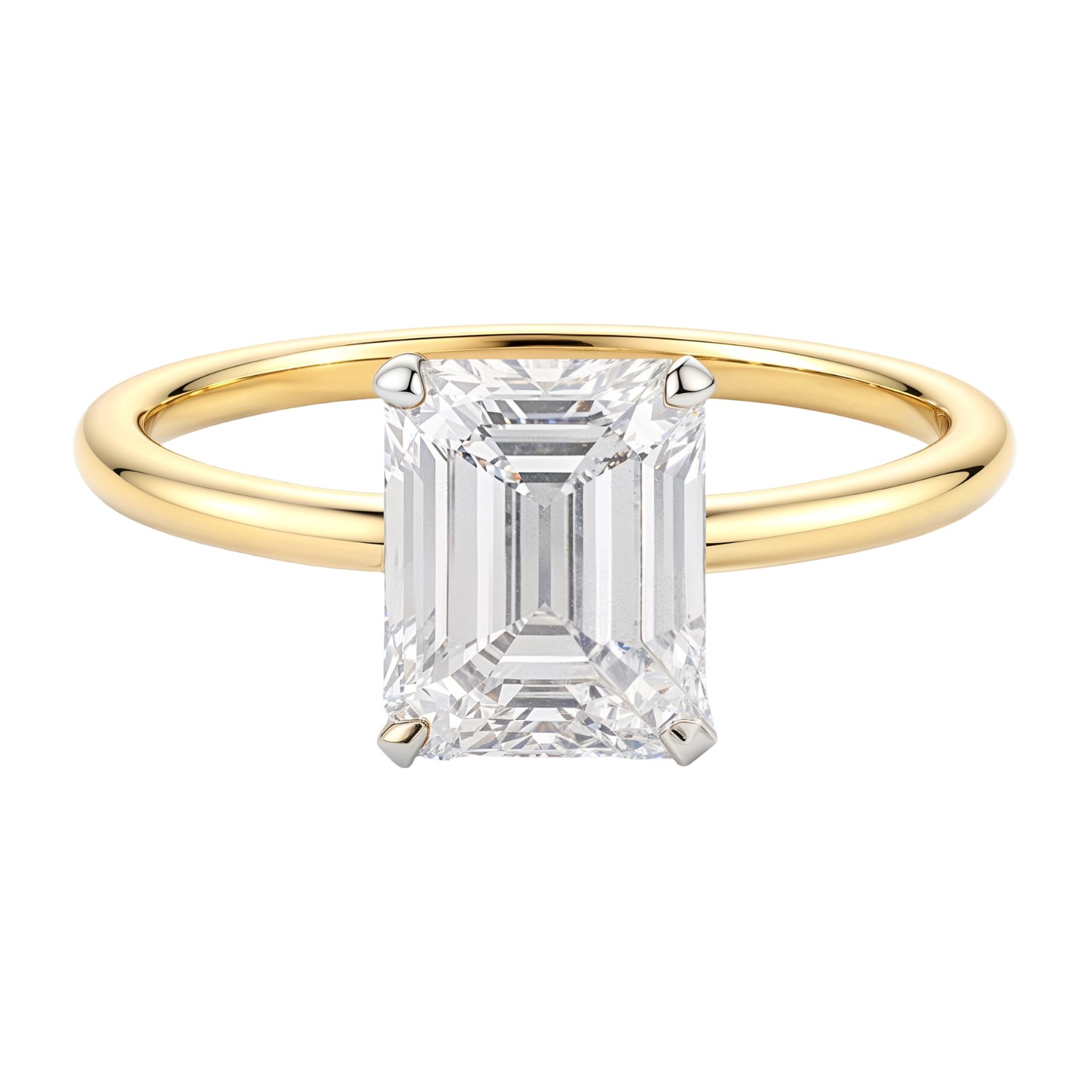 2 Carat Emerald Lab Grown IGI G/VS1 Diamond Solitaire Ring in 10K Yellow Gold thumbnail 4