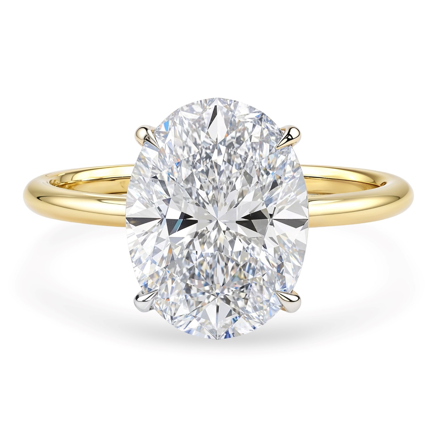 3 Carat Oval Lab Grown IGI G/VS1 Diamond Solitaire Ring in 14K Yellow Gold thumbnail 4