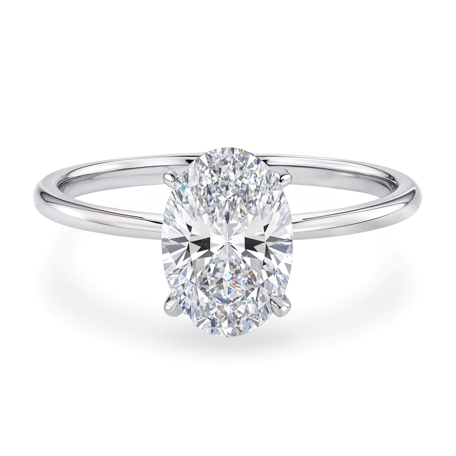 1 1/2 Carat Oval Lab Grown IGI G/VS1 Diamond Solitaire Ring in 14K White Gold thumbnail 4