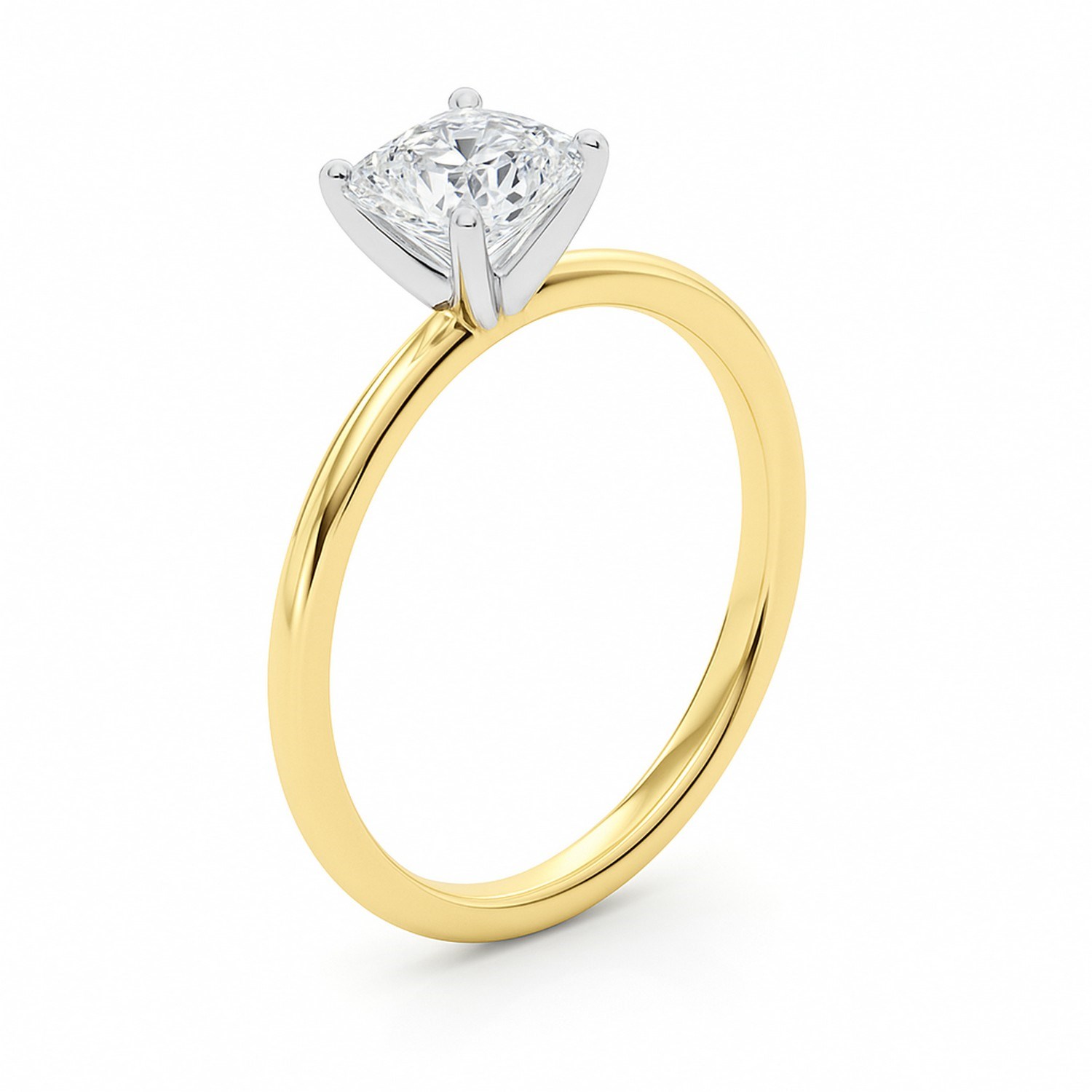 1 Carat Cushion Lab Grown IGI G/VS1 Diamond Solitaire Ring in 14K Yellow Gold thumbnail 3