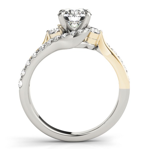 14k White And Yellow Gold Round Bypass Diamond Engagement Ring (1 1/2 cttw) thumbnail 2