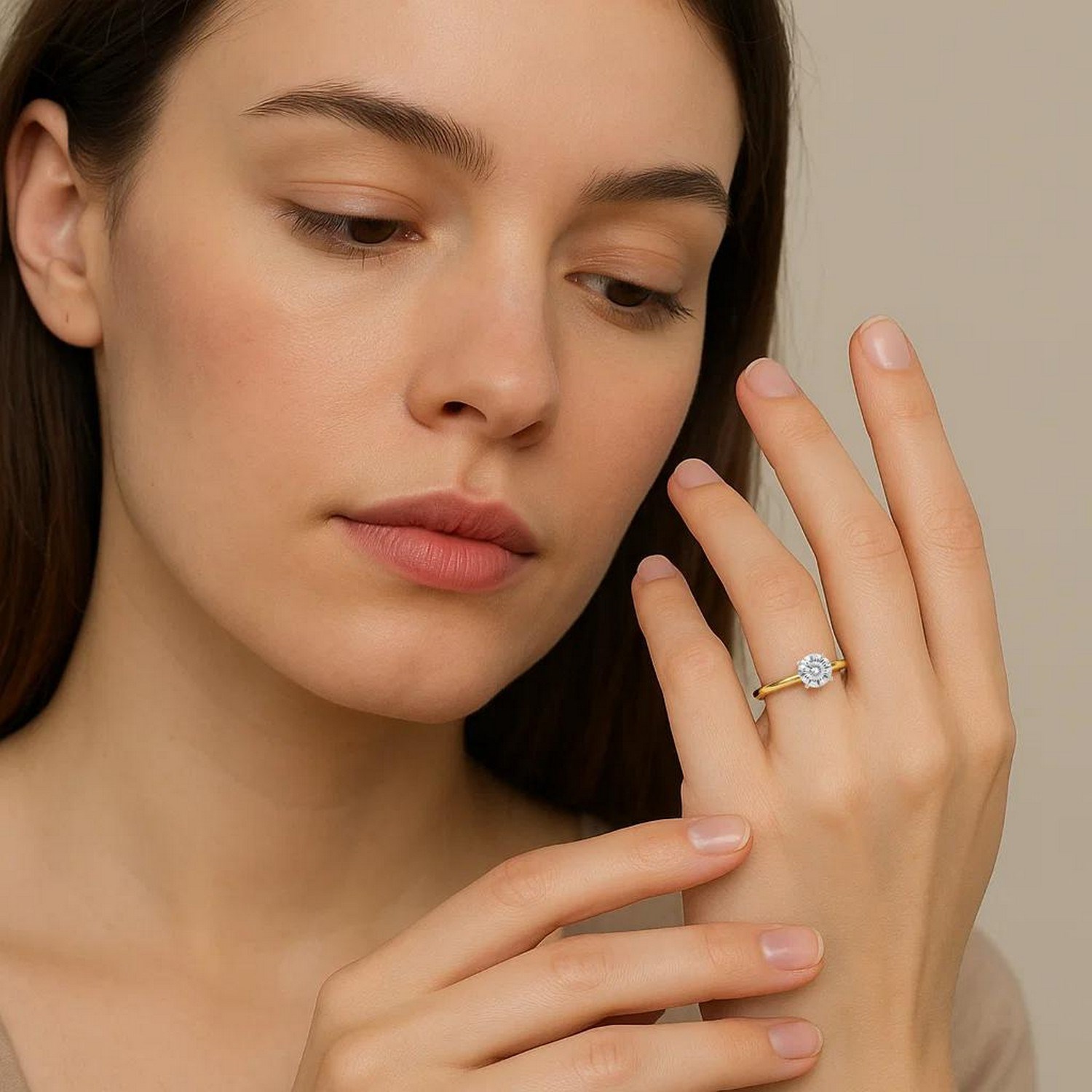 3/4 Carat Round Lab Grown IGI G/VS1 Diamond Solitaire Ring in 10K Yellow Gold thumbnail 6